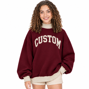 Sweat-shirt surdimensionné à col montant personnalisé avec impression de lettres pour femme, en coton tricoté, à épaules tombantes, manches longues, style décontracté pour l'automne - Product Image 5