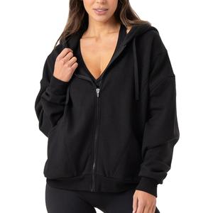 Nueva llegada sudaderas con capucha de gran tamaño para mujer Drop Shoulder Heavyweight 100% 320Gsm algodón polar manga larga serigrafía letras insignia - Product Image 1