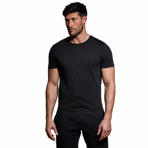Camiseta informal 100% de algodón tejida para hombre, 280gsm, cuello redondo, manga corta, gráfico en blanco, hombros caídos, sólido, diseño cuadrado de gran tamaño rápido - Product Image 1