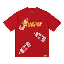 Camiseta de Manga Corta para Hombre 2026 con Logotipo Personalizado, Roja, de Algodón Grueso, Estilo Urbano, con Estampado Gráfico del Slogan "Cough Syrup" - Product Image 2