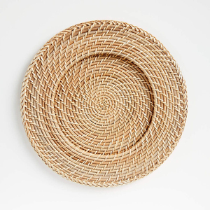 Handwoven gold <b>round</b> charger plates rattan plate chargers best deal decor table accessories - Product Image 1