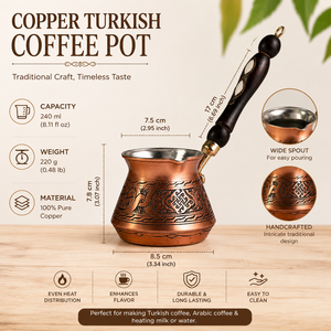 Handmade Black Copper Turkish Coffee Pot Cezve Ibrik Wooden Handle <b>Arabic</b> Greek Espresso Coffee Maker Milk Warmer Gift Pot - Product Image 5