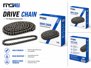 Cadena de transmisión MGE para motocicletas Bajaj de alta resistencia, resistente al desgaste, transferencia de potencia suave. - Product Image 2