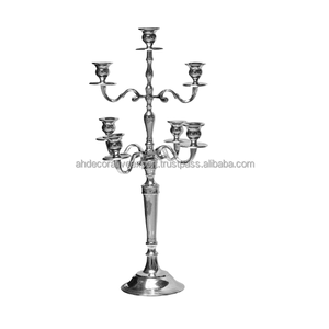 Candelabros altos con acabado de oro y metal con 5 brazos, candelabros hechos a mano de aluminio chapado en oro de diseño moderno para centro de mesa de boda - Product Image 6