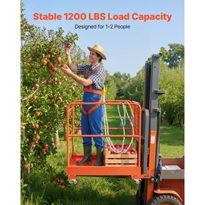 Carrello Elevatore a 4 Ruote con Gabbia di Sicurezza, Capacità 1200 Libbre, con Cestello Porta-Persone e Piattaforma di Lavoro Pieghevole - 36,6 X 36,6 Pollici - Product Image 3