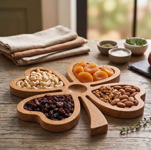 Plateau de service pour fruits secs en bois, forme de fleur, taille personnalisable, design attrayant et élégant - Product Image 1
