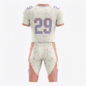 Conjunto de Uniforme de Fútbol Americano Sublimado Personalizado, Jersey de Poliéster Transpirable, Pantalones de Entrenamiento Acolchados, Cuello en V, Unisex - Product Image 2