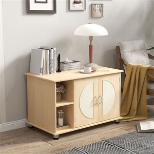 XXL 32\" Smart <b>Cat</b> Litter <b>Box</b> Enclosure with Large Capacity Cute Sisal Scratching Doors Adjustable Metal Feet - Product Image 1