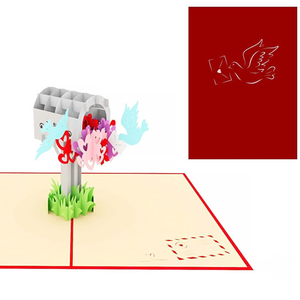 Carte de vœux 3D pop-up Saint-Valentin Oiseau, faite à la main, cadeau spécial, cartes pop-up 3D avec enveloppe, artisanat en papier, pour célébrer la joie - Product Image 2