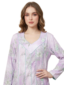 Vestido Casual de Seda con Estampado Floral, Manga Larga, Cuello en V, Vestido Maxi para Mujer - Product Image 6