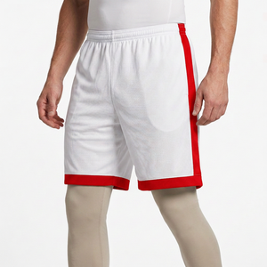 Shorts blancs pour hommes avec taille élastique noire, respirants, en polyester tissé, longueur bermuda - Product Image 3