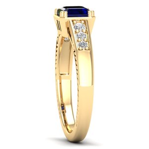 REYES Wholesale Factory Price 14K Gold 0.75 Carat Blue Sapphire Gemstone <b>Ring</b> GRA Certified Moissanite Jewelry For Women - Product Image 3