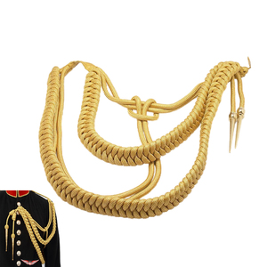 Aiguillette uniforme dorée tressée métallique, cordon doré, Aiguillette britannique, tresse métallique dorée pour vêtement - Product Image 1