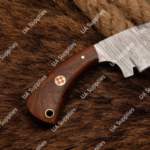Cuchillo utilitario EDC multiusos de supervivencia de 6 pulgadas de acero de Damasco de alta calidad con mango de palisandro, personalizable al por mayor - Product Image 3