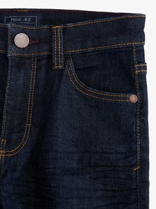 Jean en denim ample pour homme, bleu noir uni, délavé, tissé, décontracté, en coton, coupe large, taille régulière - Product Image 2