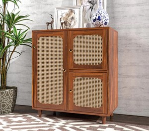 Wholesale Boho Solid Wood Rattan <b>Sideboard</b> 3 Door Cane Buffet Cabinet Mid Century Modern Storage Credenza - Product Image 5