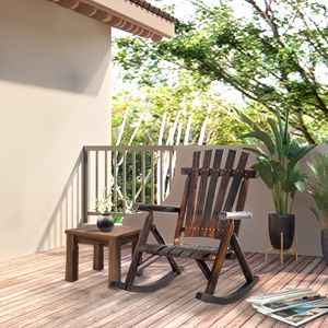 Sillón Adirondack Rústico Individual con Respaldo Alto y Reposabrazos, Silla Mecedora de Madera para Exteriores, Patio y Jardín, Asiento con Listones - Product Image 2