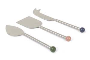 Juego de cuchillos para queso de acero inoxidable plateado con mango esférico para uso en restaurantes y cocinas - Product Image 4
