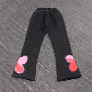 100% Cotton Custom Design & Logo Track Pants Men High Quality Blank Flare Men's Trouser Streetwear <b>Stacked</b> Sweatpants Whole Sale - Product Image 2