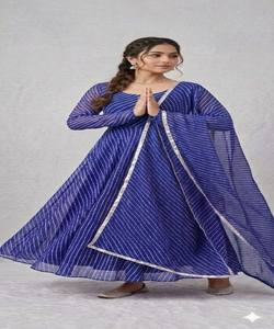 NUEVA COLECCIÓN Vestido de Trabajo para Mujer en Tela Georgette de Algodón con Estampado y Dupatta, Ropa Festiva, Precio al por Mayor, Prenda Étnica, Multicolor - Product Image 1