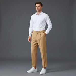 Pantalon de costume noir personnalisable pour hommes adultes, tissu Oxford de haute qualité, motif uni, non extensible, été, fabriqué au Bangladesh - Product Image 1