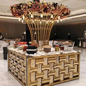 Comptoir de buffet en acier inoxydable illuminé de style royal filigrané King International pour hôtel, mariage, banquet, restauration - Product Image 4