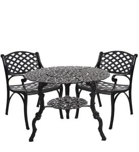 Traditional Cast Metal Outdoor <b>Dining</b> <b>Set</b> <b>Round</b> <b>Table</b> With <b>4</b> Chairs Durable Garden Patio Furniture - Product Image 6