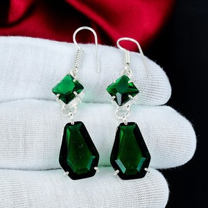 Pendientes de Turmalina Verde, Pendientes de Plata de Ley 925 con Gema de Turmalina Verde, Pendientes Colgantes de Plata de Ley Hechos a Mano - Product Image 3
