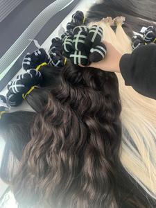 Extensiones de Cabello Humano Vietnamita Virgen con Trama a Máquina, Color Negro Oscuro, Donante Único, Cabello de Bebé, Super Doble Trama, Precio de Fábrica - Product Image 4