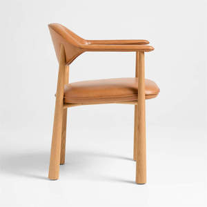 igh Quality Solid Teak Wood Armchair with <b>Upholstered</b> Seat and Back, Natural Wood Frame for Luxury Restaurant, Cafe, and Hotel - Product Image 6