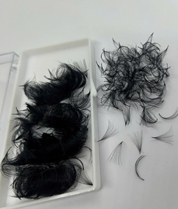 Extensions de cils pré-faits en éventail, volume noir mat, base fine, faits à la main, en cheveux synthétiques doux naturels D/DD/CC/M/L, courbure 0.03 0.05 - Product Image 5