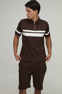 Trendy Men’s Casual Summer Co Ord <b>Set</b> Polo Tee and Shorts Street Style Two Piece <b>Set</b> OEM Urban wear Fashion Casual Breathable - Product Image 4