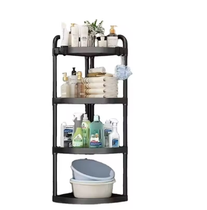 Estante de Almacenamiento Esquinero Moderno de 5 Niveles, Organizador de Cocina y Baño que Ahorra Espacio, Soporte Utilitario de Metal Negro - Product Image 2