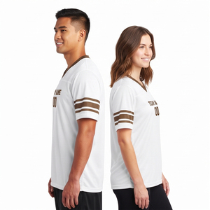 Maillots de football sportifs de haute qualité 100 % polyester avec bandes latérales, maillots de football en maille de baseball - Product Image 5