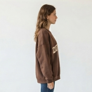 Sweat-shirt à épaules tombantes imprimé en chenille pour femme, vêtement d'hiver épais, 100% coton, pull-over, haut en coton épais 450 GSM - Product Image 4