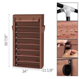 Étagère à chaussures Mocha à 10 niveaux avec housse anti-poussière, organisateur de rangement pour placard à suspendre sur la porte - Product Image 3
