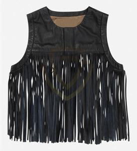 Gilet de motard en cuir véritable pour femme, écologique, coupe-vent, avec détails en dentelle, couleur personnalisée, gilet en cuir pour moto - Product Image 6