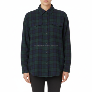 Chemise en flanelle pour homme, bleu à carreaux, manches longues, sur mesure, OEM, vente en gros - Product Image 1