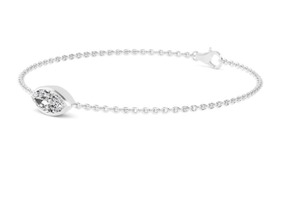 Pulsera de Cadena con Diamante Cultivado en Laboratorio, Corte Marquesa, Solitario con Bisel, 1.00 CTW, Oro Rosa de 9K - Product Image 6