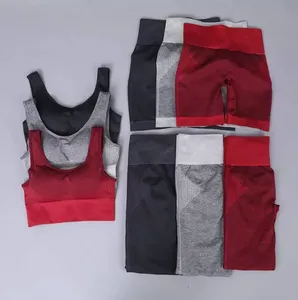 Conjunto de Yoga de Secado Rápido para Mujer con Diseño a Cuadros, Transpirable, de Spandex/Poliéster, Cintura Alta, Ropa Deportiva Resistente para Entrenamiento - Product Image 4