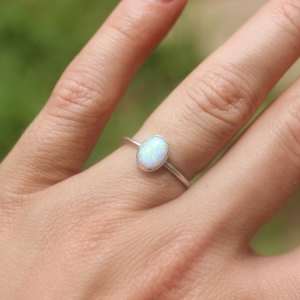 Sterling <b>Silver</b> Opal <b>Ring</b> October Birthstone <b>Stacking</b> <b>Ring</b> Minimalist Jewelry Women <b>Ring</b> Wholesale Supplier - Product Image 3