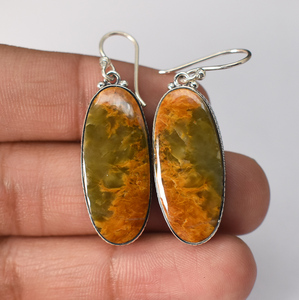 Natural Jasper Dangle <b>Earrings</b> – Elegant Sterling Silver and Banded Jasper - Product Image 1