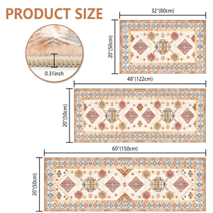 Boho 3-Piece Non-Slip Kitchen Rug Set Thick <b>Washable</b> Floor Mats <b>Runner</b> Kitchen Mats - Product Image 2