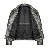 Veste en cuir de vachette véritable vieilli pour homme, style vintage, gris ciré, coupe oversize, décontractée, vente en gros, fabricant