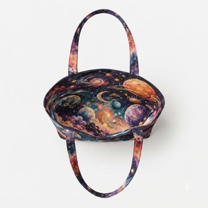 Bolso de mano de lona de yute con estampado espacial Galaxy, ecológico, de gran capacidad, para mujer, reutilizable, para compras, diseño celestial, abierto - Product Image 2