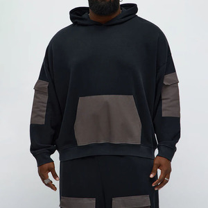 เสื้อฮู้ดผู้ชายแขนยาวผ้าฝ้ายหนานุ่ม 100% เป็นมิตรกับสิ่งแวดล้อม ทรงโอเวอร์ไซส์ ผ้าฝ้ายเฟรนช์เทอร์รี่ มีกระเป๋า สำหรับฤดูใบไม้ร่วง - Product Image 1