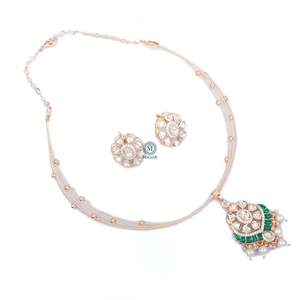 Zara Gold Plated Designer Polki Necklace & Earring Set for Bridal Wedding Festival - Product Image 3