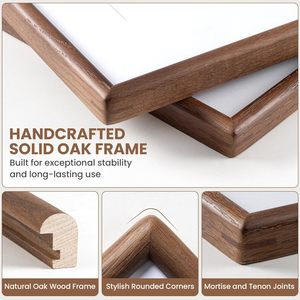 Picture <b>Frame</b> Solid Oak Wood Photo <b>Frame</b> with Tempered Real Glass Includes White Mount for Photo Rounded Corner Design For <b>Wall</b> - Product Image 2