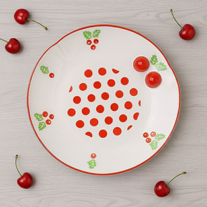 Assiette de table en porcelaine fine de qualité supérieure 3460986A-25 NOUVELLE, motif Poinsétie et pois estampés - Product Image 2