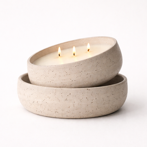 Recipiente de Cerámica para Velas con Textura Acanalada, Tazón Ancho, Pared Gruesa, Resistente al Calor, Acabado Mate, Triple Mecha, Decoración de Hogar de Lujo Reutilizable - Product Image 4